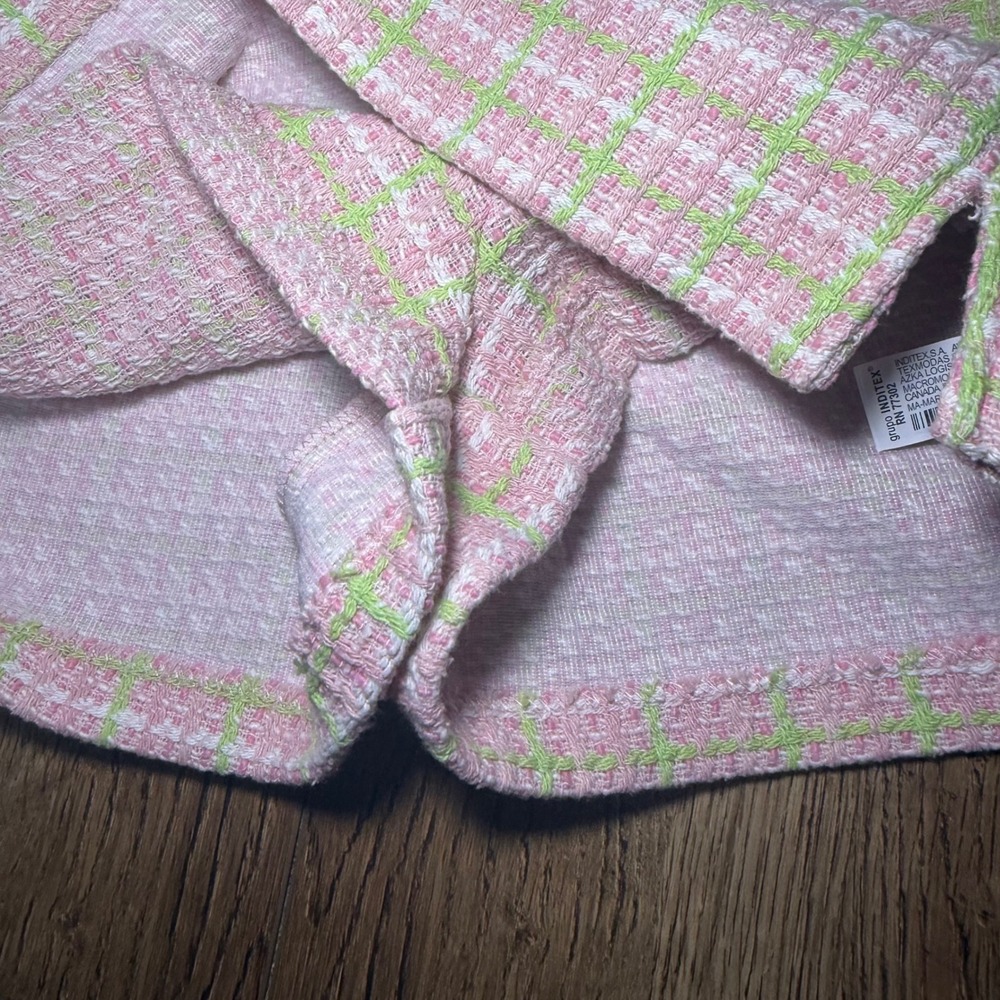 ZARA Tweed Pink Green Plaid‎ Mini Skort Skirt Womens S Barbiecore  preppy shorts - Picture 11 of 11